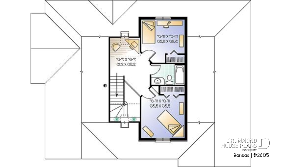 2nd level - Bungalow Ranch with home office, 3 bedrooms, master bedroom and laundry room on main floor - Kansas