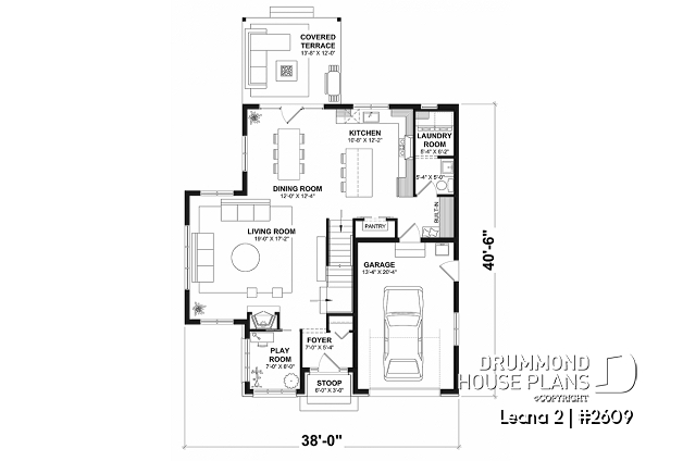 1st level - House with garage, 3 bedrooms + office, master suite upstairs, wood fireplace and single garage - Leana 2
