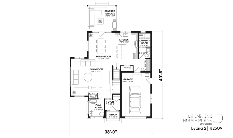 1st level - House with garage, 3 bedrooms + office, master suite upstairs, wood fireplace and single garage - Leana 2