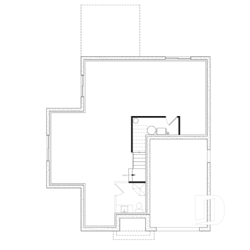 Unfinished basement - House with garage, 3 bedrooms + office, master suite upstairs, wood fireplace and single garage - Leana 2