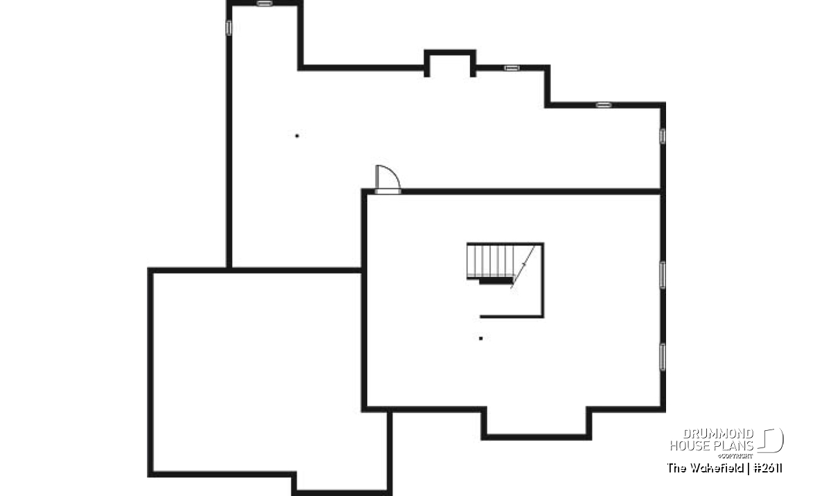 Basement - Large 3 to 4 bedroom house plan, master suite on main, 2-car garage, cathedral ceiling, solarium - The Wakefield