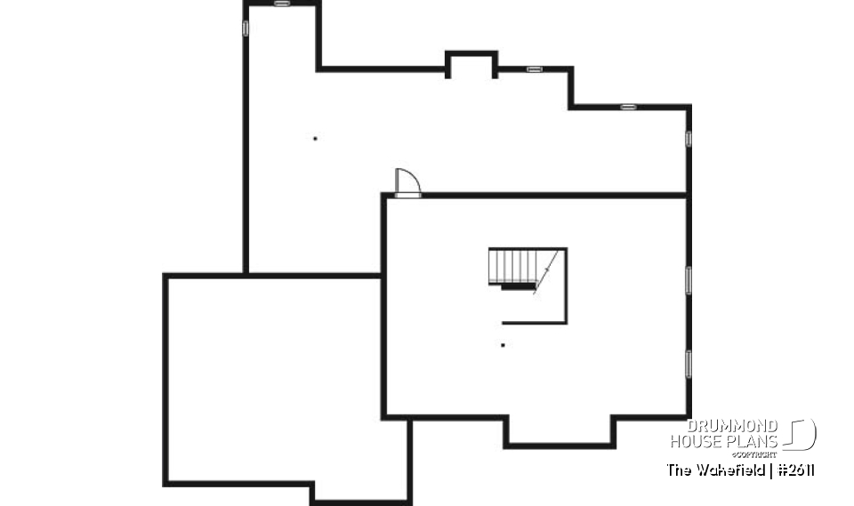 Basement - Large 3 to 4 bedroom house plan, master suite on main, 2-car garage, cathedral ceiling, solarium - The Wakefield