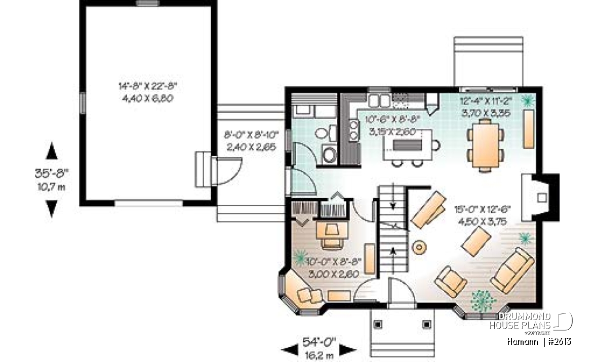 1st level - Small country home with 2 bedrooms, briseway leading to garage, home office - Hamann 
