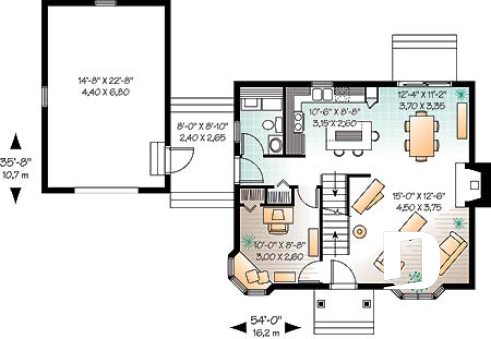 1st level - Small country home with 2 bedrooms, briseway leading to garage, home office - Hamann 