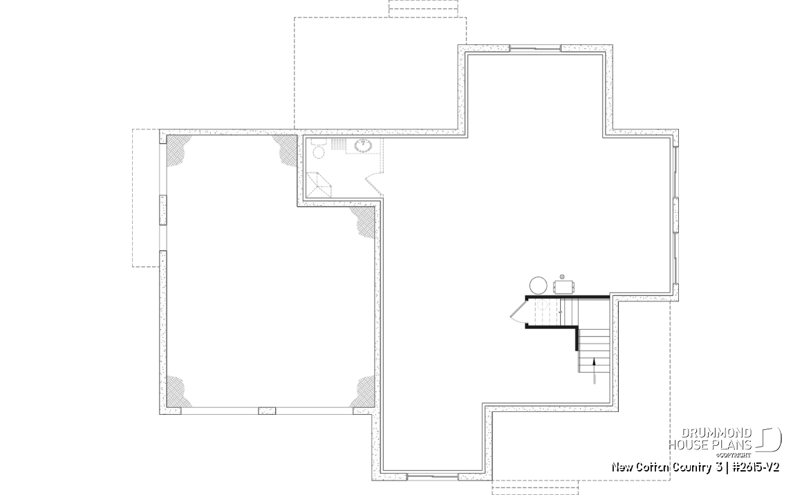 Unfinished basement - 4-Bedroom House Plan with Vaulted Great Room, 2-Car Garage and Covered Outdoor Living Area - New Cotton Country 3