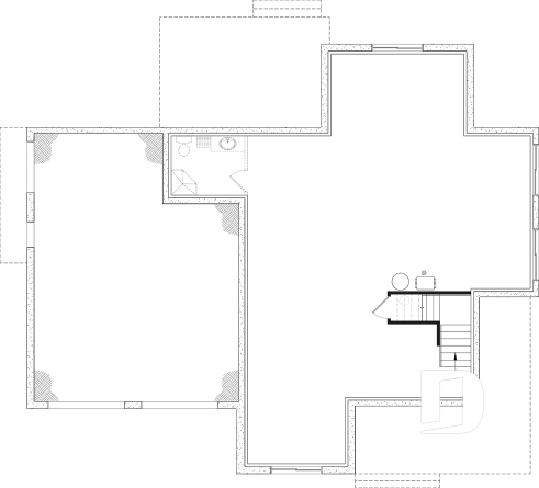 Unfinished basement - 4-Bedroom House Plan with Vaulted Great Room, 2-Car Garage and Covered Outdoor Living Area - New Cotton Country 3