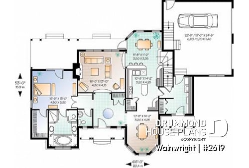1st level - Large 3 bedroom 3 bathroom Ranch house plan, master suite on main floor, large great room, covered deck - Wainwright