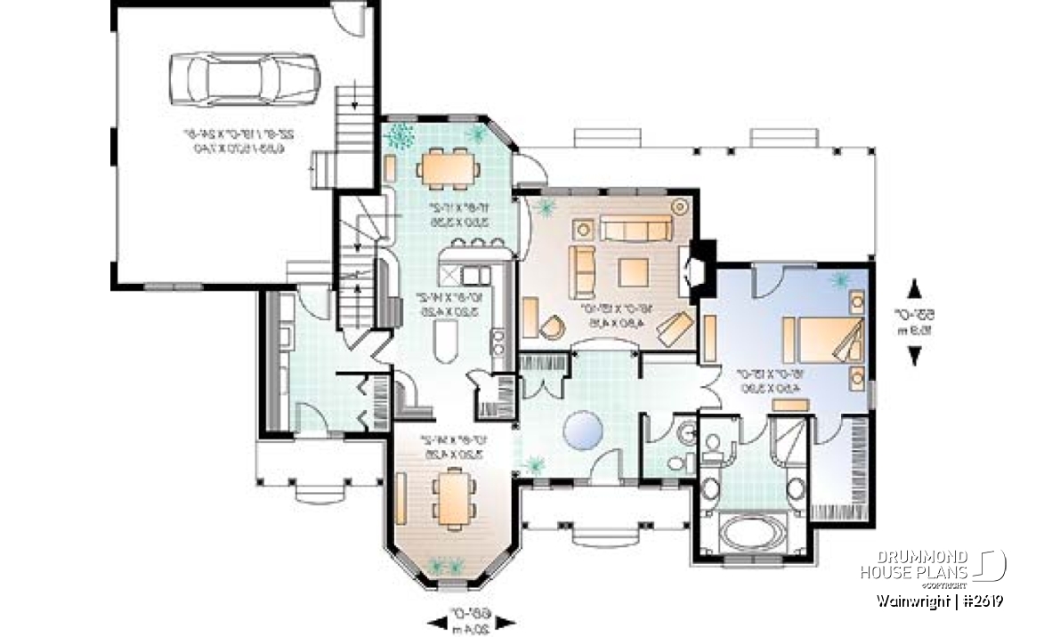1st level - Large 3 bedroom 3 bathroom Ranch house plan, master suite on main floor, large great room, covered deck - Wainwright