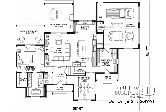 1st level - Modern French style home with 3 bedrooms incl. a beautiful master suite on main level, 2-car side-load garage - Wainwright 2