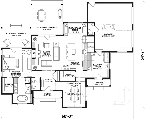 1st level - Modern French style home with 3 bedrooms incl. a beautiful master suite on main level, 2-car side-load garage - Wainwright 2