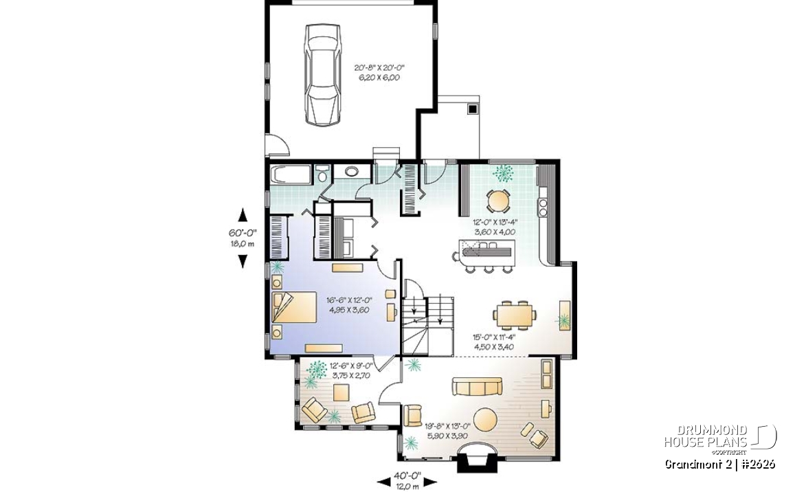 1st level - 3 bedroom scandinavian cottage design with garage, master on main, sunroom, large terrace - Grandmont 2