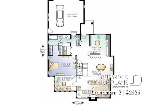 1st level - 3 bedroom scandinavian cottage design with garage, master on main, sunroom, large terrace - Grandmont 2