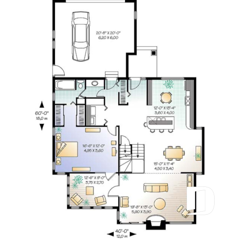 1st level - 3 bedroom scandinavian cottage design with garage, master on main, sunroom, large terrace - Grandmont 2