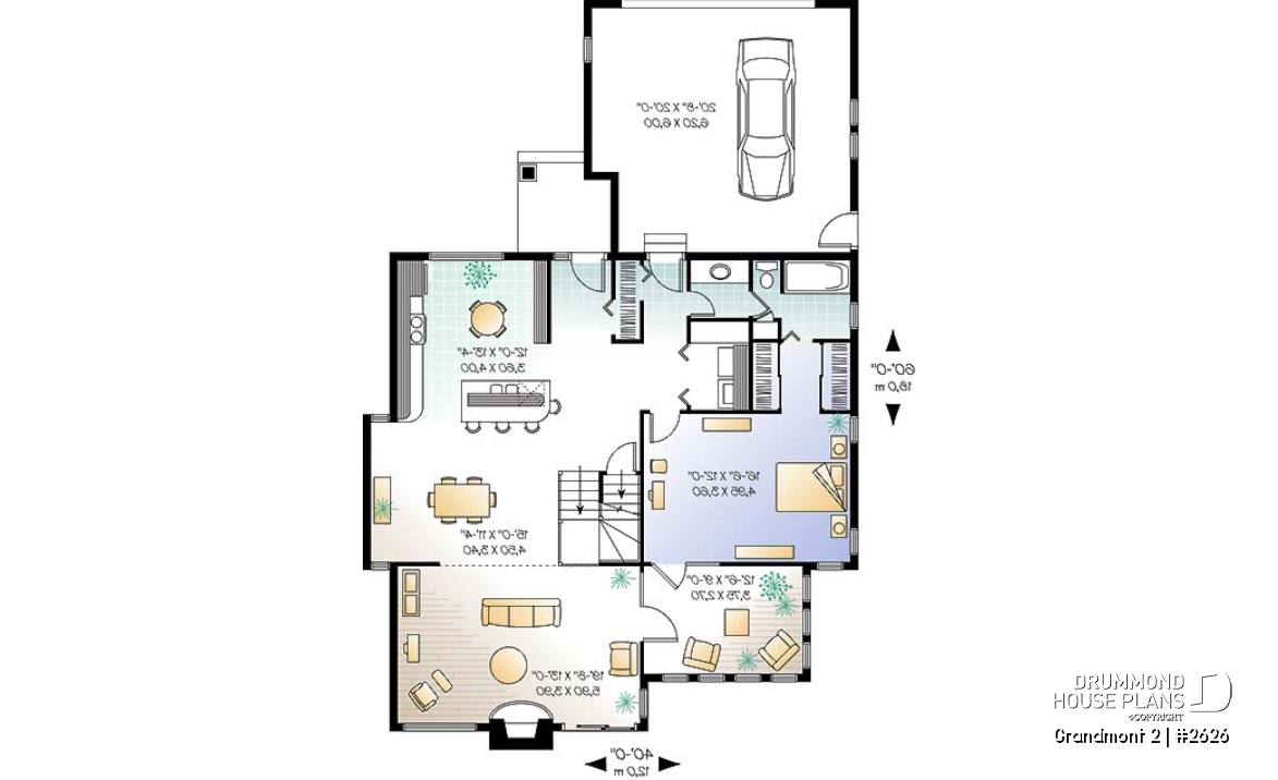 1st level - 3 bedroom scandinavian cottage design with garage, master on main, sunroom, large terrace - Grandmont 2