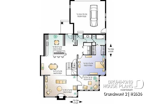 1st level - 3 bedroom scandinavian cottage design with garage, master on main, sunroom, large terrace - Grandmont 2