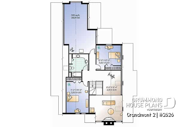 2nd level - 3 bedroom scandinavian cottage design with garage, master on main, sunroom, large terrace - Grandmont 2