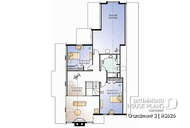 2nd level - 3 bedroom scandinavian cottage design with garage, master on main, sunroom, large terrace - Grandmont 2