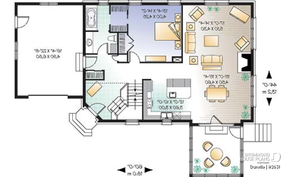 1st level - Lakefront Country home plan with game room, solarium &amp; open floor plan, 3 to 4 bed, 2 to 3 bath - Danville