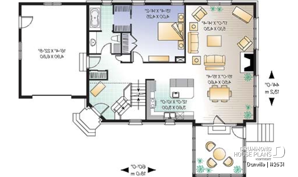 1st level - Lakefront Country home plan with game room, solarium &amp; open floor plan, 3 to 4 bed, 2 to 3 bath - Danville