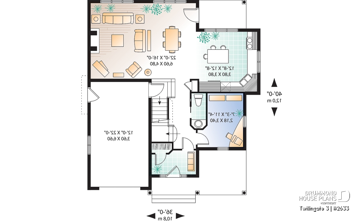 1st level - Tudor style cottage plan, 3 to 4 bedrooms, bonus room, laundry room on 2nd floor, open kitchen/dining/living - Twillingate 3