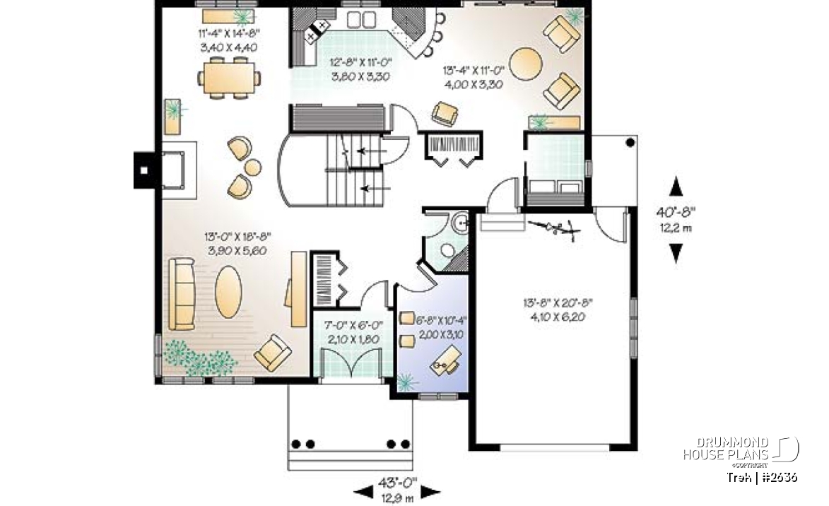 1st level - Modern 3 to 4 bedroom home, mezzanine, great family room with fireplace, one-car garage - Trek