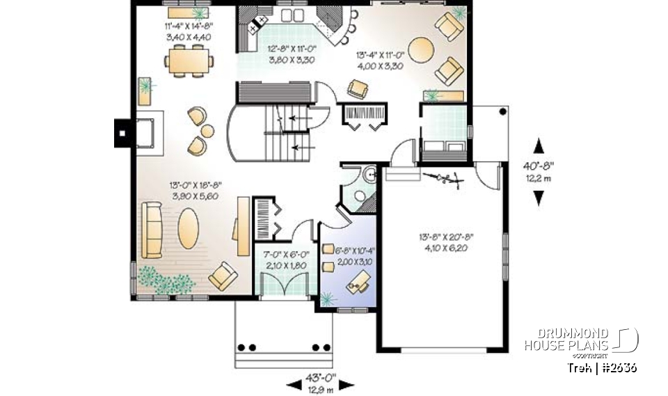 1st level - Modern 3 to 4 bedroom home, mezzanine, great family room with fireplace, one-car garage - Trek