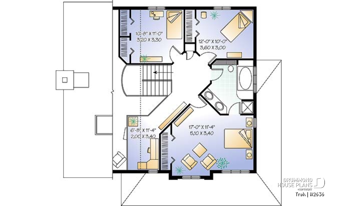 2nd level - Modern 3 to 4 bedroom home, mezzanine, great family room with fireplace, one-car garage - Trek