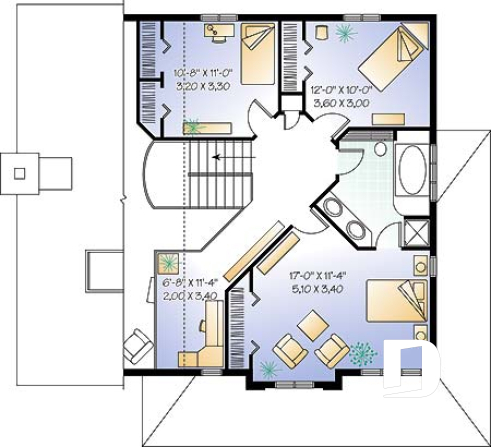 2nd level - Modern 3 to 4 bedroom home, mezzanine, great family room with fireplace, one-car garage - Trek