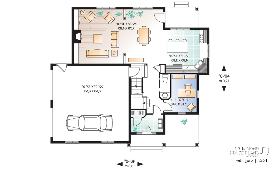 1st level - Beautiful Traditional 3 to 4 bedroom house plan, 2-car garage, open floorplan, home office, large bonus room - Twillingate 