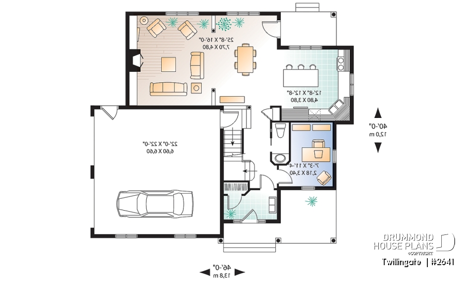 1st level - Beautiful Traditional 3 to 4 bedroom house plan, 2-car garage, open floorplan, home office, large bonus room - Twillingate 