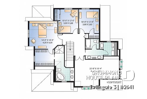 2nd level - Beautiful Traditional 3 to 4 bedroom house plan, 2-car garage, open floorplan, home office, large bonus room - Twillingate 3