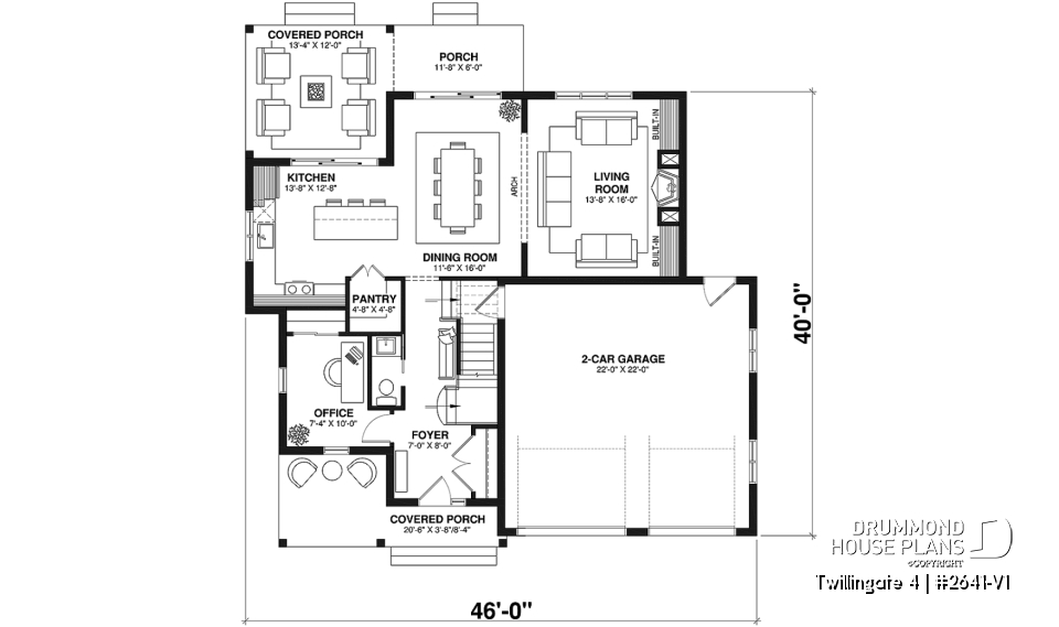 1st level - Spacious 4 to 6 bedrooms floorplan + home office, optional finished basement ($), 2-car garage - Twillingate 4