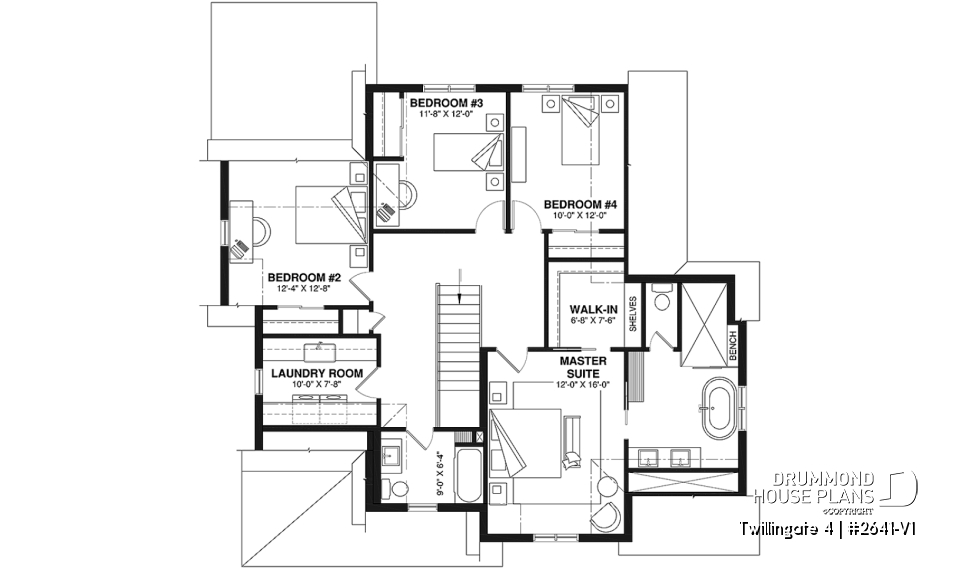 2nd level - Spacious 4 to 6 bedrooms floorplan + home office, optional finished basement ($), 2-car garage - Twillingate 4