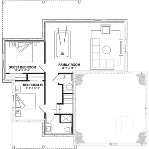 Finished basement (Optional $) - Spacious 4 to 6 bedrooms floorplan + home office, optional finished basement ($), 2-car garage - Twillingate 4