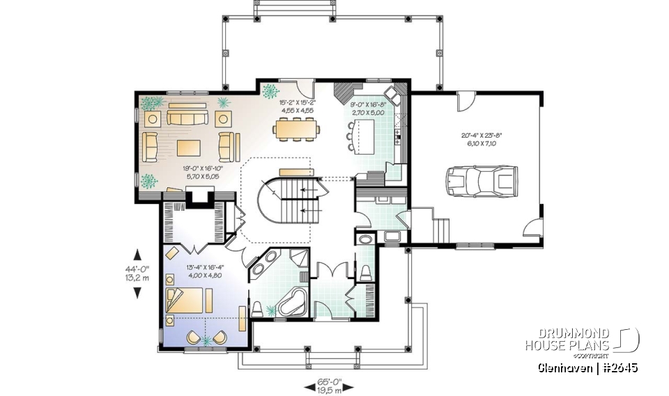 1st level - Large 3 to 4 bedroom house plan, large bonus space, 2-car garage, 9' ceiling on main floor - Glenhaven