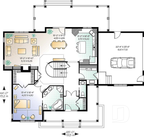 1st level - Large 3 to 4 bedroom house plan, large bonus space, 2-car garage, 9' ceiling on main floor - Glenhaven