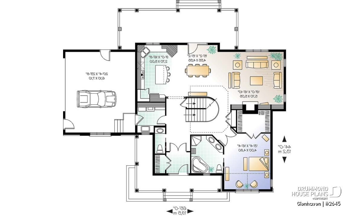 1st level - Large 3 to 4 bedroom house plan, large bonus space, 2-car garage, 9' ceiling on main floor - Glenhaven