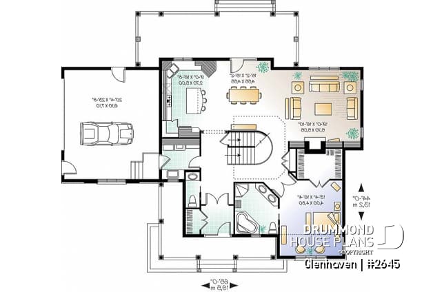 1st level - Large 3 to 4 bedroom house plan, large bonus space, 2-car garage, 9' ceiling on main floor - Glenhaven