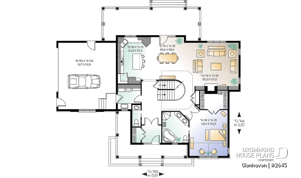 1st level - Large 3 to 4 bedroom house plan, large bonus space, 2-car garage, 9' ceiling on main floor - Glenhaven
