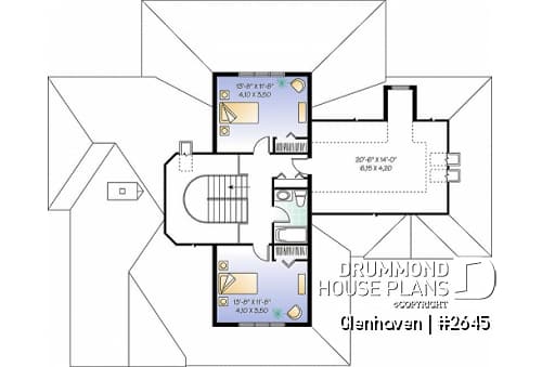 2nd level - Large 3 to 4 bedroom house plan, large bonus space, 2-car garage, 9' ceiling on main floor - Glenhaven