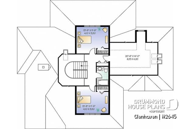 2nd level - Large 3 to 4 bedroom house plan, large bonus space, 2-car garage, 9' ceiling on main floor - Glenhaven