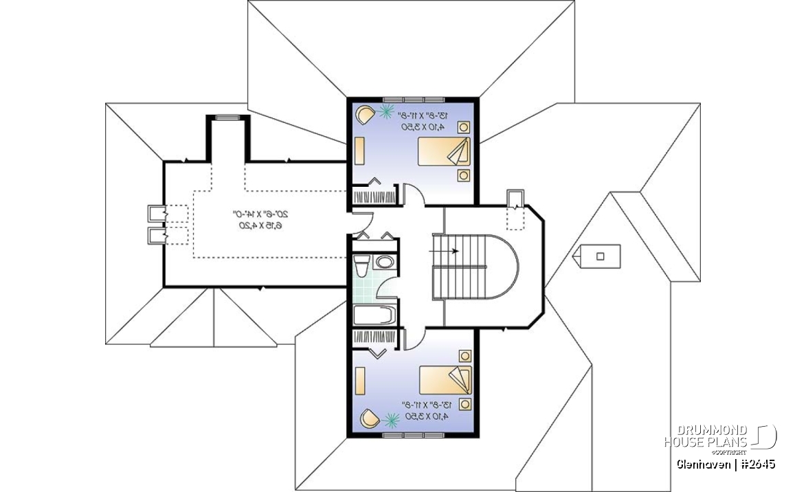 2nd level - Large 3 to 4 bedroom house plan, large bonus space, 2-car garage, 9' ceiling on main floor - Glenhaven