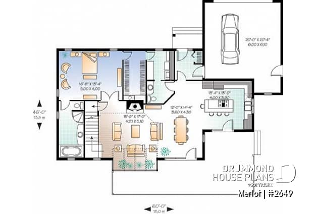 1st level - Large master suite, modern cottage house plan, great open floor plan waterfront or mountain home design - Merlot