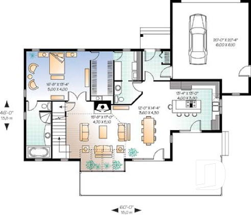 1st level - Large master suite, modern cottage house plan, great open floor plan waterfront or mountain home design - Merlot