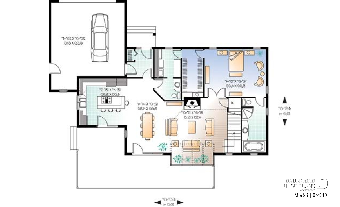 1st level - Large master suite, modern cottage house plan, great open floor plan waterfront or mountain home design - Merlot