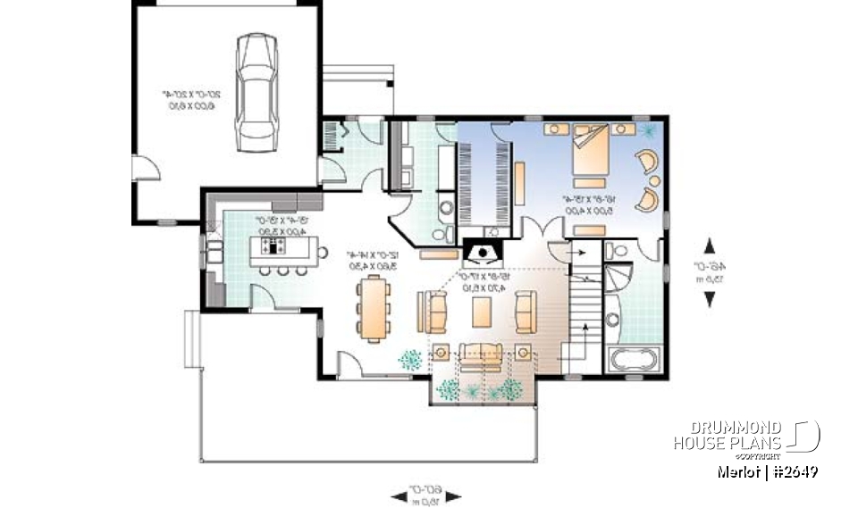 1st level - Large master suite, modern cottage house plan, great open floor plan waterfront or mountain home design - Merlot