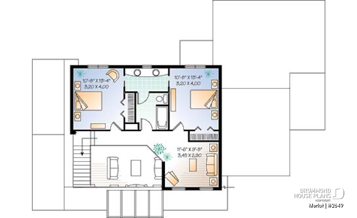 2nd level - Large master suite, modern cottage house plan, great open floor plan waterfront or mountain home design - Merlot