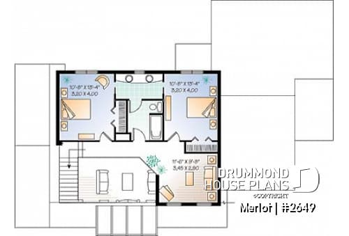 2nd level - Large master suite, modern cottage house plan, great open floor plan waterfront or mountain home design - Merlot