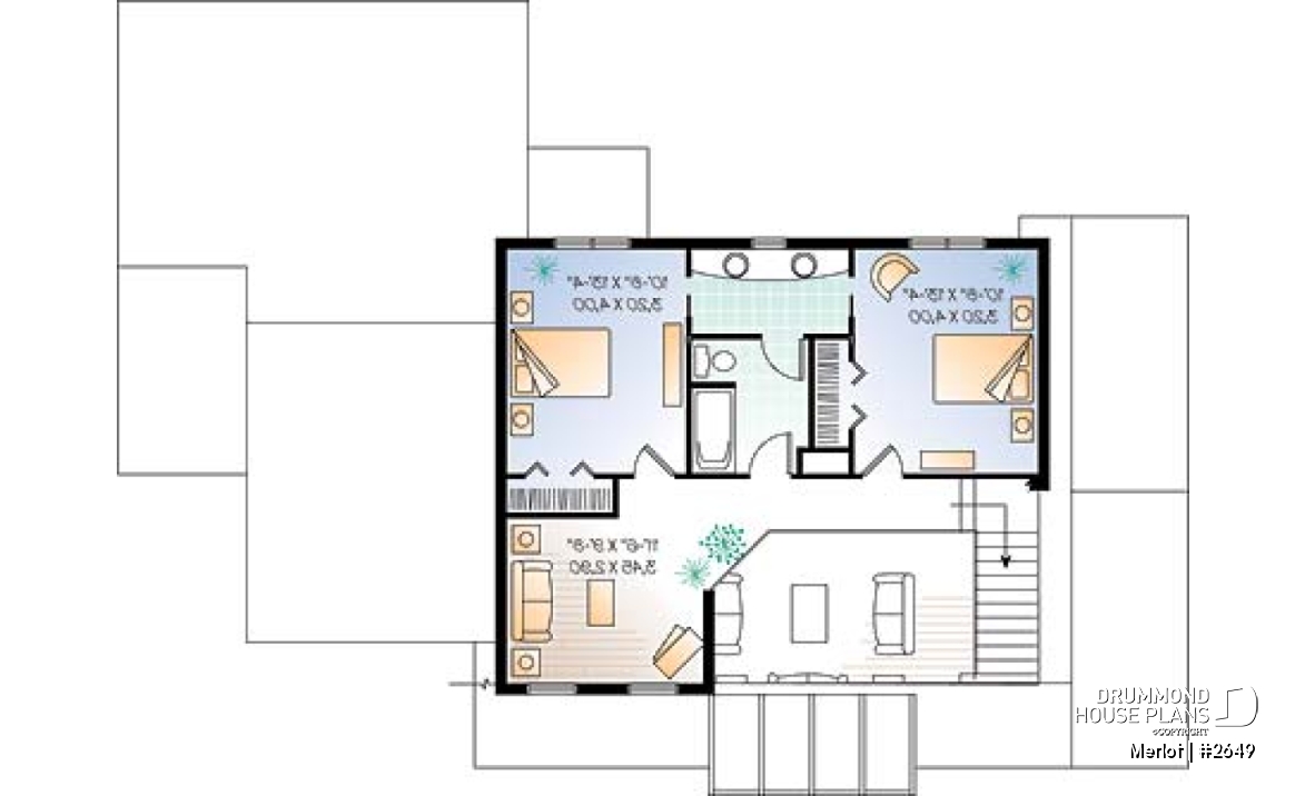 2nd level - Large master suite, modern cottage house plan, great open floor plan waterfront or mountain home design - Merlot