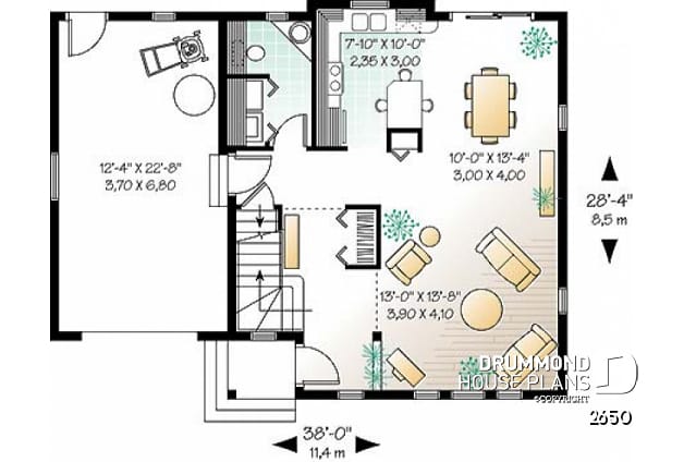 1st level - 2 storey house plan with open floor plan and 3 bedrooms.  - Birch
